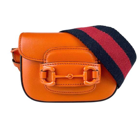 Gucci Handbags - GUCCI Orange Leather Horsebit Shoulder Bag
